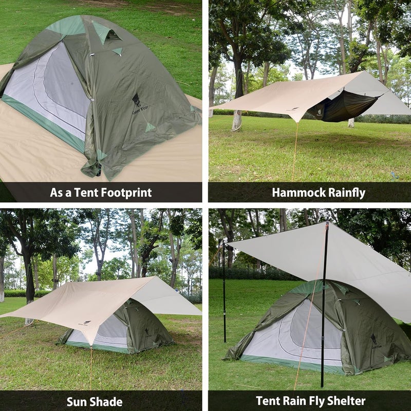 GEERTOP Portable Backpacking Tent Tarp 17 x 10 ft Large Hammock Rain Fly Tarp Shelter Camp Awning for Outdoor Travelling - No Includes Poles - Image 4